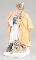 Herendi falatozó juhász a pulijával, kézzel festett, hibátlan, jelzett, m: 20,5 cm