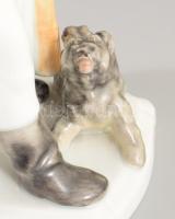 Herendi falatozó juhász a pulijával, kézzel festett, hibátlan, jelzett, m: 20,5 cm