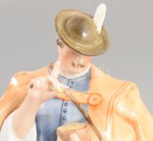 Herendi falatozó juhász a pulijával, kézzel festett, hibátlan, jelzett, m: 20,5 cm