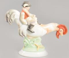 Herendi Kakas Marci, terv.: Lux Elek, kézzel festett, jelzett, kard vége letört, 17x14 cm