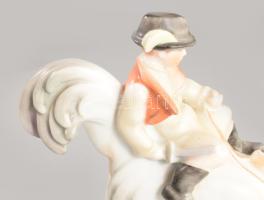 Herendi Kakas Marci, terv.: Lux Elek, kézzel festett, jelzett, kard vége letört, 17x14 cm