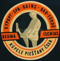 Kúpele Piešťany (Pöstyénfürdő) csehszlovák bőröndcímke, d: 9,5 cm