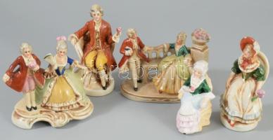 5 darab német és alt wien rokokó figura, jelzett, 1-1 lepattanással, m: 9 cm alatt