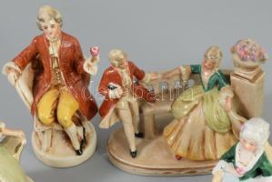 5 darab német és alt wien rokokó figura, jelzett, 1-1 lepattanással, m: 9 cm alatt