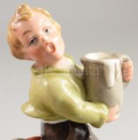 Wagner &amp; Apel Bertram fiút fenéken csípő liba. Jelzett, kézzel festett, hibátlan, 10x11 cm