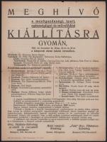 1924 Meghívó a mezőgazdasági, ipari, egészségügyi és művelődési kiállításra Gyomán, kétoldalas hirdetmény, kisebb lapszéli sérülésekkel, 31,5x23,5 cm