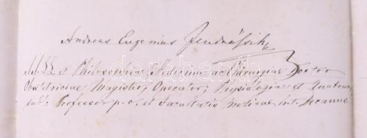 1886 Hümpfner József kalocsai főorvos, Kismarty-Lechner Loránd apósának pergamen szülész orvosi dipl...