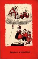 Üdvözlet a Mikulástól / Saint Nicholas with children and radio. C.H.W. VIII/2. 2503-35.