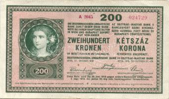 1918. 200K "A 2045" hullámos hátlappal és "Budafok Nagyközség Pénztára" bélyegzéssel T:II