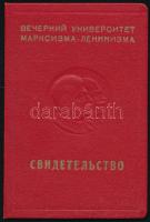 1949 Marxizmus-Leninizmus Esti Egyetem orosz nyelvű, fényképes igazolványa magyar személy részére