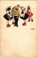 1926 Humoros magyar katonai művészlap. Kiadja a Ludovika Akadémia Levente-köre / Hungarian military art postcard, humour s: Szabó (fl)
