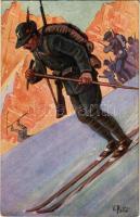 Olasz hegyivadász síelés közben / Alpini / Italian military, Alpine Regiment, ski s: V. Polli (EK)