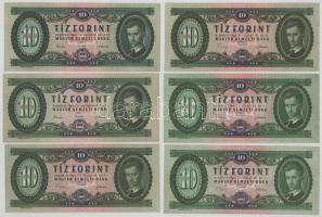 1962-1969. 10Ft (6db, 2xklf) T:XF-F szép papír