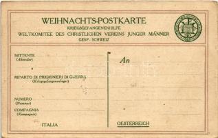 Herzliche Wünsche von dem Christlichen Verein Junger Männer. Weihnachts-Postkarte Kriegsgefangenenhi...
