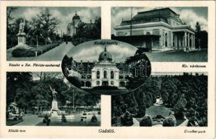 1939 Gödöllő, Királyi kastély és váróterem, Szent Flórián szobor, Erzsébet park, Hősök tere + "I. PAX TING GÖDÖLLŐ 1939. VII. 31." So. Stpl.