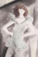 Detre Szilárd (1891-1945): Párizsi kokott, 1930. Vegyes technika, papír. Jelzett. Lap teteje kartonr...