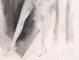 Detre Szilárd (1891-1945): Párizsi kokott, 1930. Vegyes technika, papír. Jelzett. Lap teteje kartonr...