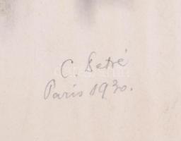 Detre Szilárd (1891-1945): Párizsi kokott, 1930. Vegyes technika, papír. Jelzett. Lap teteje kartonr...