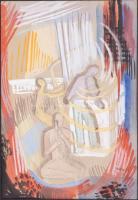 Bor Pál (1889-1982): Zenekar. Vegyes technika, papír. Jelzés nélkül. Laza paszpartuban. 25×17,5 cm