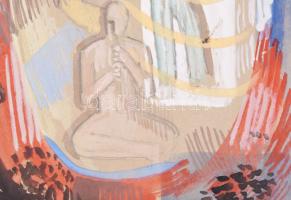 Bor Pál (1889-1982): Zenekar. Vegyes technika, papír. Jelzés nélkül. Laza paszpartuban. 25×17,5 cm