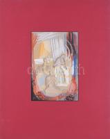 Bor Pál (1889-1982): Zenekar. Vegyes technika, papír. Jelzés nélkül. Laza paszpartuban. 25×17,5 cm