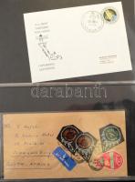 Modern külföldi anyag, benne különlegességek, arany és ezüst fóliás bélyegek, hologramos, textil, fa...