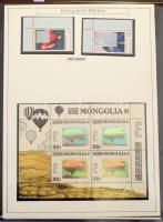 Modern külföldi anyag, benne különlegességek, arany és ezüst fóliás bélyegek, hologramos, textil, fa...