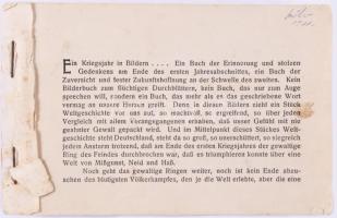 I világháború, Katonai életképek a frontról, városokból, háborús pusztításról, 100 db nyomtatott kép füzetben, borító hiányzik, német nyelvű feliratokkal, 9×13 cm