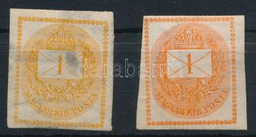 1881 2 db Hírlapbélyeg (papírelvékonyodás, foltok / thin paper, spots)