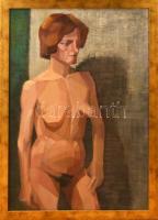 Móricz Margit (1902-1990): Kubista akt. Olaj, vászon, faroston. Jelzés nélkül. hátoldalán Műcsarnok kiállítási raglappal. 101×70 cm. Dekoratív fakeretben. KIZÁRÓLAG SZEMÉLYES ÁTVÉTEL, NEM POSTÁZZUK! / ONLY PERSONAL COLLECTION AT OUR OFFICE