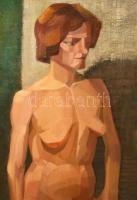 Móricz Margit (1902-1990): Kubista akt. Olaj, vászon, faroston. Jelzés nélkül. hátoldalán Műcsarnok ...