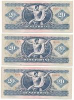 1975. 20Ft (3x) sorszámkövetők "C 038 243384 - C 038 243386" T:AU hullámos papír
Adamo F1...
