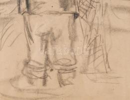 Bartha László (1908-1998): Halász (1932 és 1940 között). Szén, papír. Jelzés nélkül. 41,5×35 cm. Üve...
