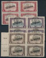 Nagyvárad 1919 3 klf négyestömb Bodor vizsgálójellel (rozsda / stain)