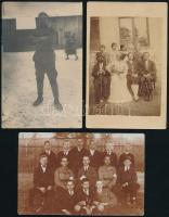 1919 Esztergom katonai csoportkép fotólap + 2 hasonló korú fotó