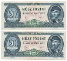 1975. 20Ft (2x) sorszámkövetők "C 400 068109 - C 400 068110" T:AU hullámos papír Adamo F16