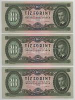 1969. 10Ft (7x) sorszámkövetők "A 917 073403 - A 917 073409" T:AU hullámos papír Adamo F7