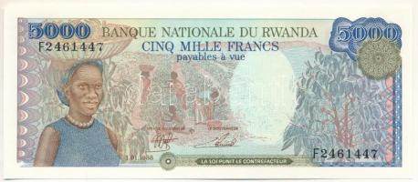 Ruanda 1988. 5000Fr "F2461447" T:UNC,AU Rwanda 1988. 5000 Francs "F2461447" C:UNC,AU Krause 22.