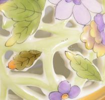 Herendi áttört porcelán bonbonniere. Kézzel festett, jelzett, hibátlan 8 cm