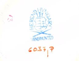 Herendi Indiai kosár mintás bonbonniere és fonott kosár. Kézzel festett, jelzett, hibátlan d: 6 cm, ...