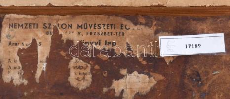 Cserepes jelzéssel: Kikötő. Olaj, karton. Hátoldalán töredékes régi Nemzeti Szalon raglappal. 30×32,...