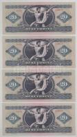 1975. 20Ft (4db) 2x egyugrásos sorszámkövetők + 2 közeli sorszám "C 653 149070, C 653 149072 + ...