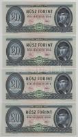 1975. 20Ft (4db) 3x sorszámkövetők + egy közeli sorszám "C 731 139382 - C 731 139384 + C 731 139389" T:XF Adamo F16