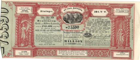 Ausztria 1845. Arany, ezüst és kötvény nyereményjáték lottószelvénye (2x) T:I-