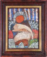 Jelzés nélkül (Gábor Marianne?): Társaság. Olaj, fa. Proveniencia: Saphier-gyűjtemény. Dekoratív, kissé sérült fakeretben. 34,5×26,5 cm.