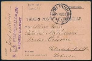 1916 Tábori lap újvidéki cenzúrával Prágába