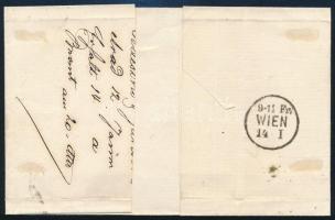 ~1855 3 x 3kr MP III, a középső bélyeg üreges nyomat levélen "ARAD" - Wien