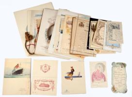 cca 1880-1915 28 db külföldi díszes menükártya, étlap, többet között tengerentúli hajójáratokról is, közte litho