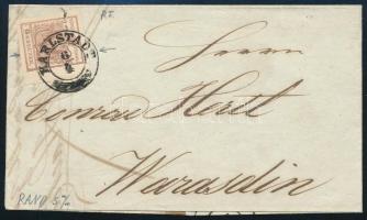 ~1852 6kr HP I ívszéli nyomat 5 mm ívszéllel, lemezhiba a KREUZER-ben "KARLSTADT" - "WARASDIN"