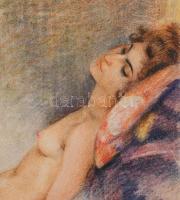 Reuter Ágoston (1893-1966): Fekvő női akt, 1931. Vegyes technika, papír. Jelezve jobbra lent Paszpar...